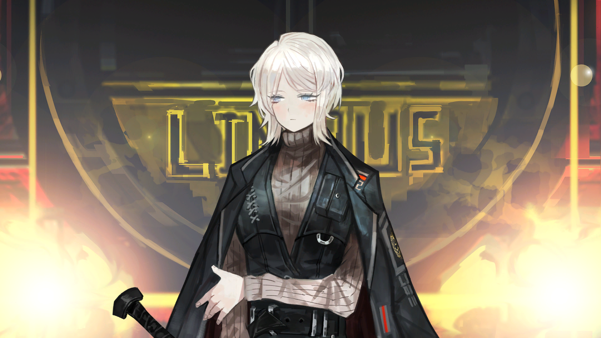 Faust in front of Mephistopheles, as in her window in Limbus' main menu